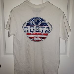 Costa - Blue Red graphic back, white ss tee